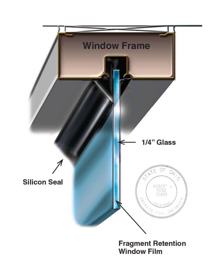 Security window film with silicon seal cross-section