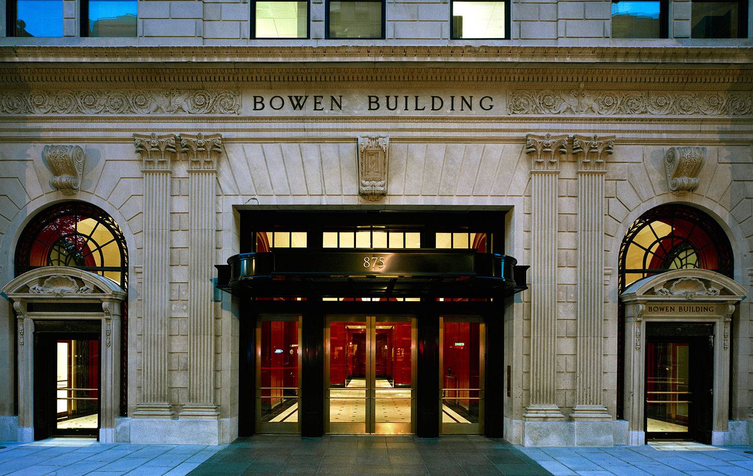 Bowen Building exterior showing window films preserving historic architecture integrity
